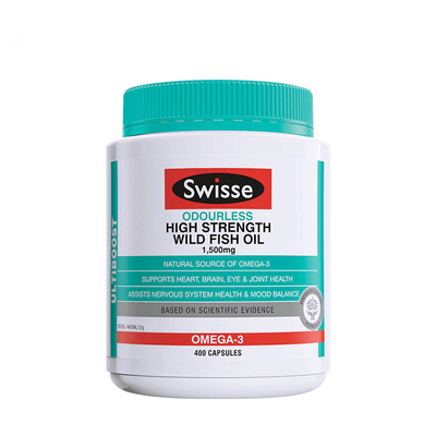 澳洲Swisse无腥味高强度野生鱼油胶囊欧米伽3养护血管1500mg400粒
