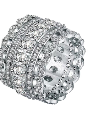 戒指公馆满钻多层锆石花边百搭