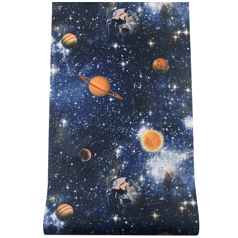 宇宙星空贴顶蓝色主题房墙纸