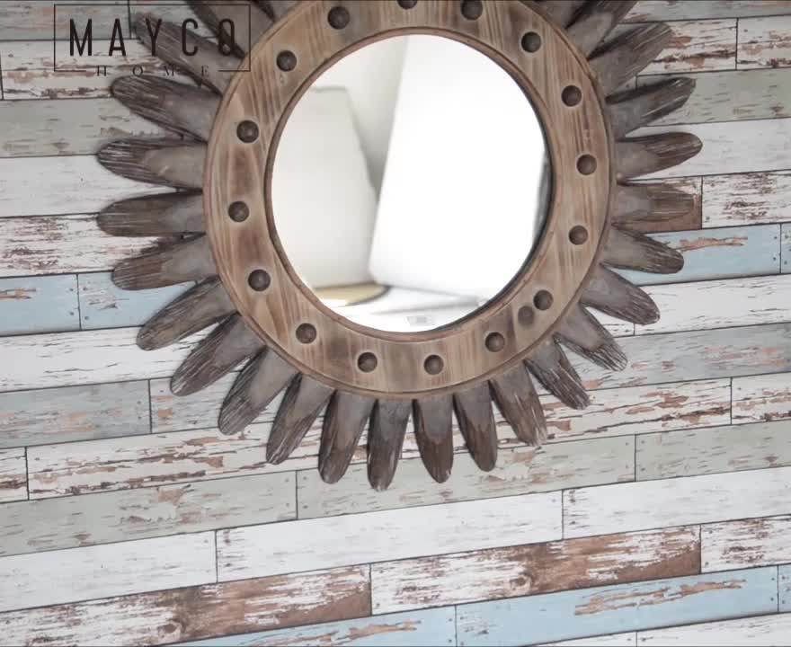 Mayco Home Sunburst Wood Vintage Design Style Home Art Decoration Wall