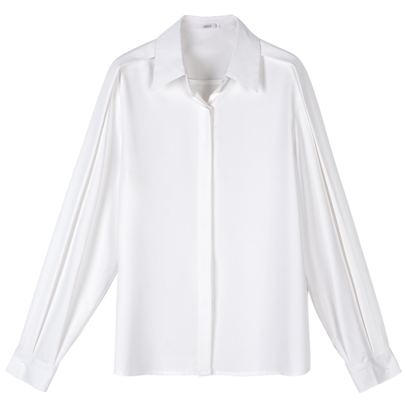 白衬衫女长袖打底雪纺衫韩版气质OL职业小众设计感宽松灯笼袖衬衣