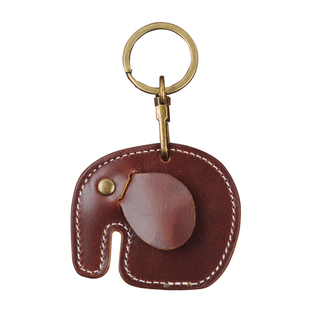 头层手工牛皮挂件雾蜡皮挂饰 枥木皮金属钥匙扣包邮可爱动物大象