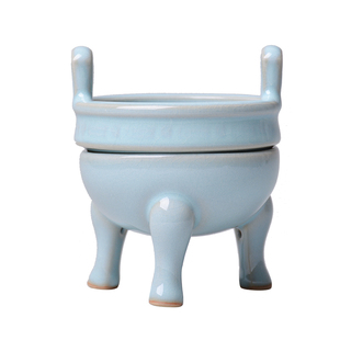 天青为贵原产地汝瓷茶滤汝州汝窑三鼎茶漏茶叶过滤布网功夫茶道用