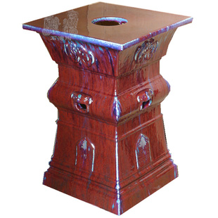 佛山石湾传统陶制上釉花盆 悬崖直杆盆景 手工印制 老方形盆