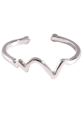 s925纯银心跳电图戒指波浪关节