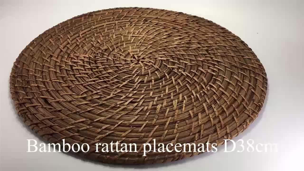 100 Handmade Wholesale Round Brown Rattan Charger Plates For