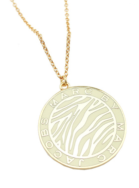 斑马纹logo大圆盘森系女长款项链