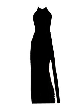 2021春夏款欧美女装挂脖开叉长裙