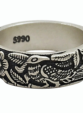 手工男女款喜鹊指环S990银饰品