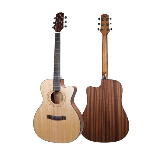 奥森Aosen40寸OM-450C民谣单板云杉木面单雕刻入门款初学木吉他