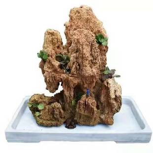 吸水石原石假山室内流水摆件鱼缸造景真石头盆景自然风景爆款包邮