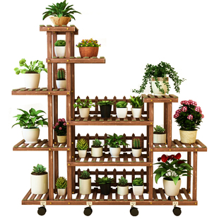 花架置物架阳台实木多肉花盆植物摆放架木制新款花架子客厅落地式
