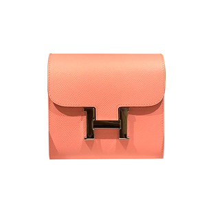 纯色h家头层牛皮手掌纹钱包H扣短款钱包真皮女士钱夹迷你康康卡包