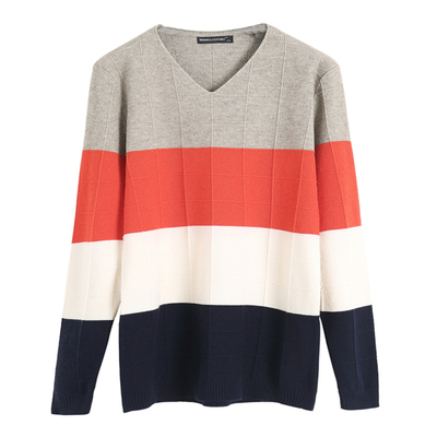 秋冬新款男士长袖t恤v领薄款大码