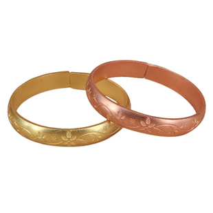 同古云南大理纯铜手镯女款纯红铜紫铜黄铜镯子六瓣花手工铜手镯