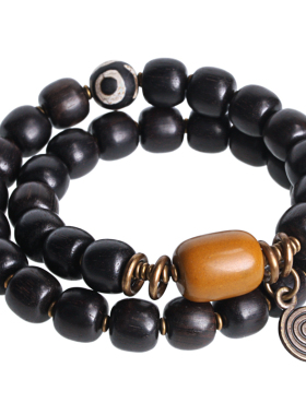 曲尾花原创黑檀木把玩男女木珠