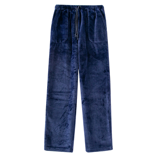 特厚法兰绒男士冬季睡裤加绒加厚保暖直筒大码宽松珊瑚绒家居裤子