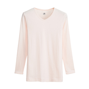 三枪内衣女士单件上衣纯棉圆领长袖薄款基础打底衫女全棉棉毛衫