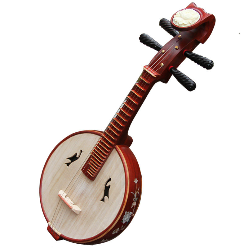 梵巢红木贝雕头花成人高音小阮老师手工制作弹拨民族乐器演出奏用