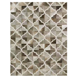 鼠灰牛皮地毯拼接真毛皮毯客厅卧室书房毯北欧美式现代简约地毯