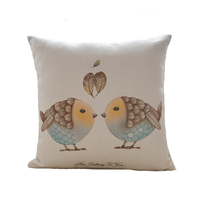 美式花鸟客厅棉麻抱枕沙发靠垫