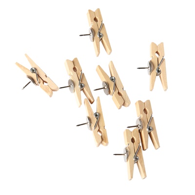 木质夹子图钉便签夹8枚盒装