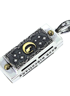 潮品口琴纯银项链吊坠泰银个性