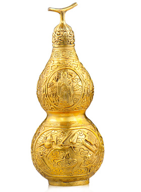 普生缘铜葫芦摆件八仙开盖空心