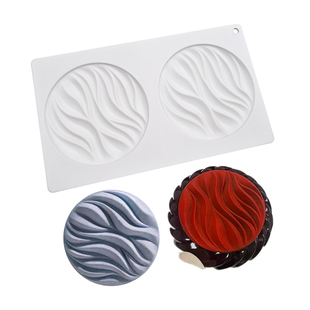 新品包邮 圆饼形慕斯硅胶模具 法式西点河流流水形状西点矽胶模具