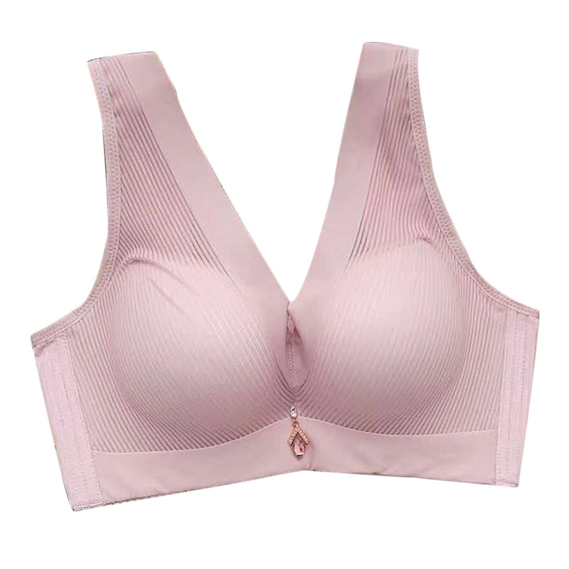 无钢圈调整女背心式纯棉聚拢收副乳胸罩本命年红色宽带内衣文胸