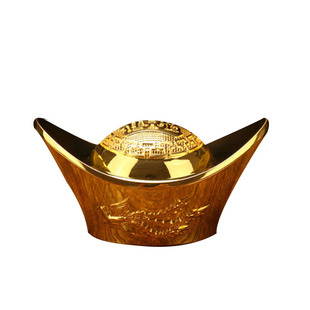 开业招财摆件仿真仿纯 铜合金元宝大清库银招财进宝金锭金条盒装