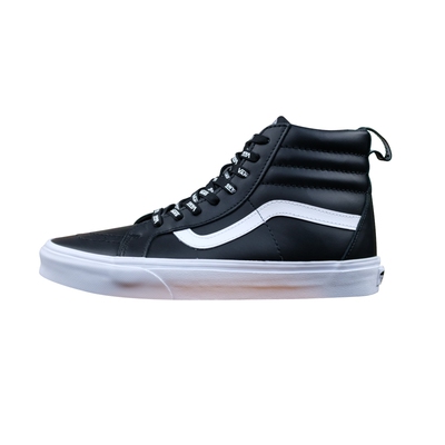 vans老万侧条纹牛皮革高帮板鞋