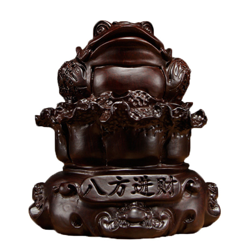 黑檀木雕三足金蟾摆件实木质雕刻金蝉家居客厅装饰创意工艺品摆设