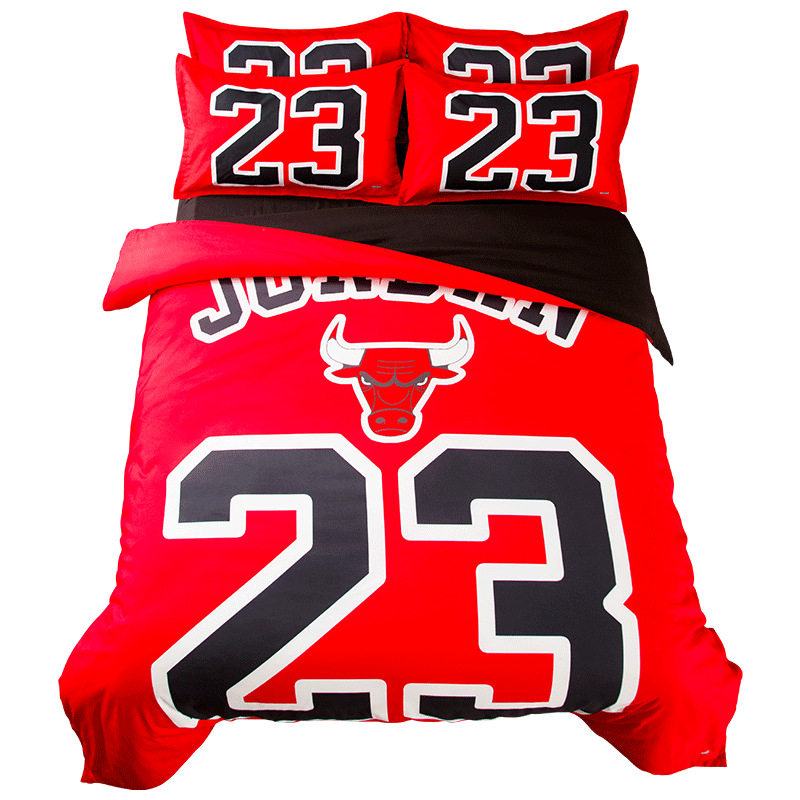 定做创意篮球主题公牛队四件套