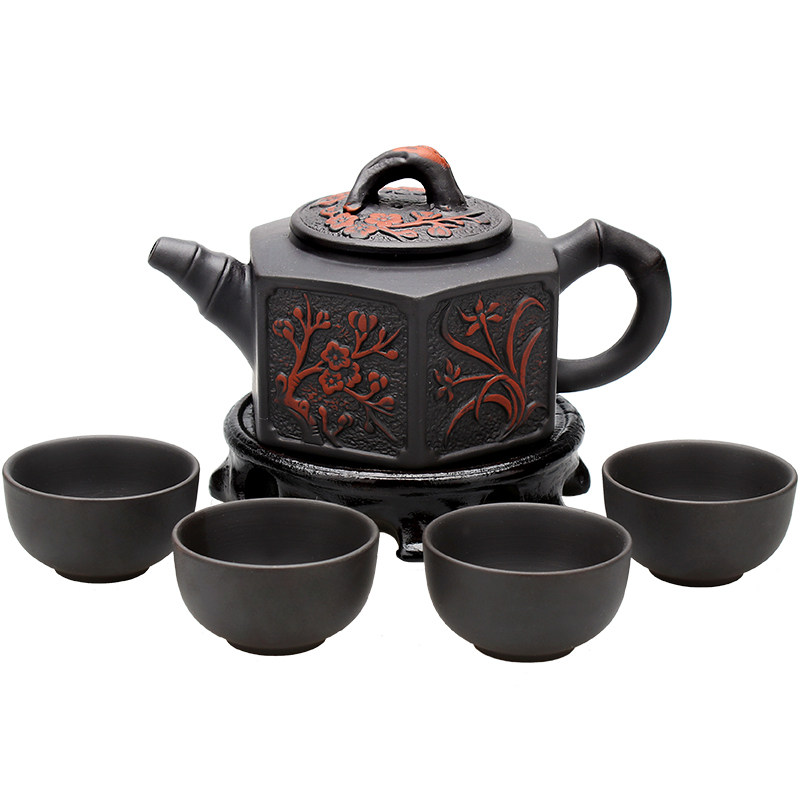 宜兴紫砂壶纯全手工朱泥泡茶壶仿古壶球孔西施壶家用套装功夫茶具