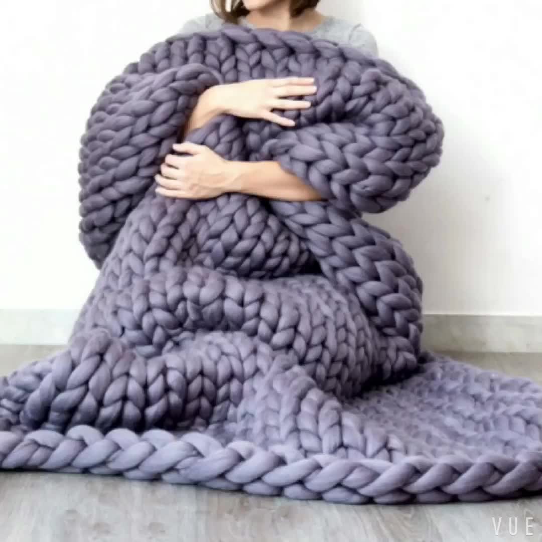 Giant Merinol Chunky Knitted Handmade Throw Yoga Weighted Blanket - Buy