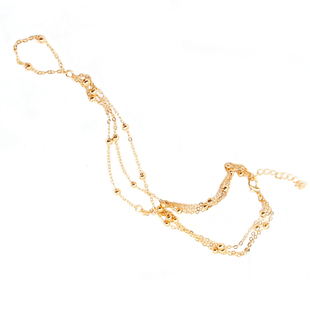 JZ Anklet 欧美简约气质ins风身体腿链 海边性感小铜珠双层脚链女