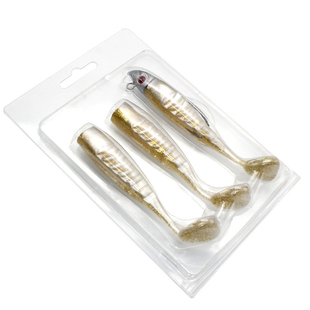 双色T尾鱼型铅头软鱼 10cm15.5g 13cm26g盒装路亚饵 曲柄钩仿生饵