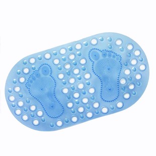 大脚丫浴室防滑垫酒店宾馆椭圆形地垫淋浴房厕所浴缸透明蓝白洗澡