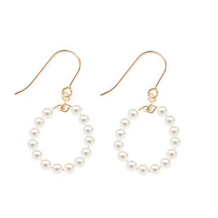 陌上猫原创美国14K包金珍珠耳环短款圈圈耳钩简约防过敏耳饰品