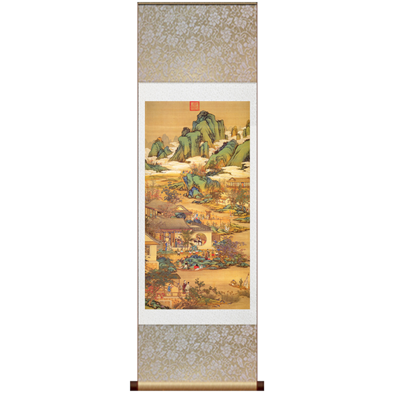 郎世宁国画古风卷轴画装饰十二月