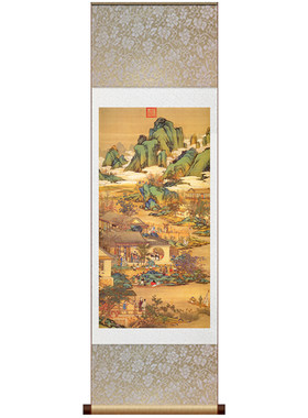 郎世宁国画古风卷轴画装饰十二月