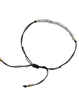 原创灰色拉长石抽绳情侣极细手串