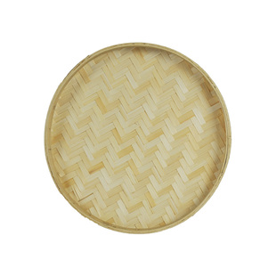 竹编制品圆形簸箕竹编托盘竹筛子农家餐厅装饰绘画环创舞蹈道具