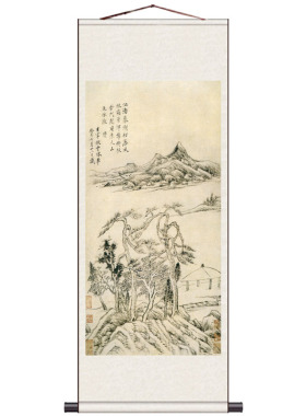名家字画仿古山水画家居装饰画国画卷轴字画书房挂画明董其昌客厅