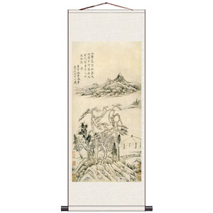名家字画仿古山水画家居装饰画国画卷轴字画书房挂画明董其昌客厅