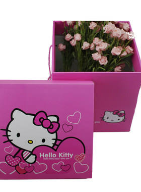 卡通超大号正方形凯蒂猫hello kitty猫覆膜礼品盒手提皮纸盒子