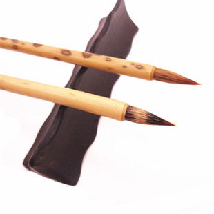 满2支包邮狼毫小楷兼毫紫毫抄心经写小楷天然花竹杆智贤湖笔沾花