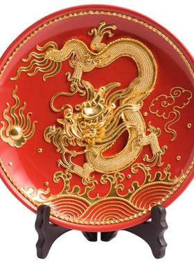 龙腾盛世新中式客厅陶瓷金箔摆件
