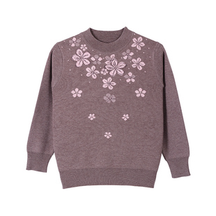 妈妈装加厚毛衣女冬装中老年羊毛衫长袖套头针织打底衫奶奶装上衣